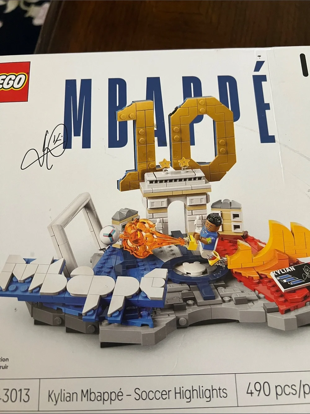 Lego Soccer Highlights Display - Blue, Red, Gold  Kylian Mbappe New